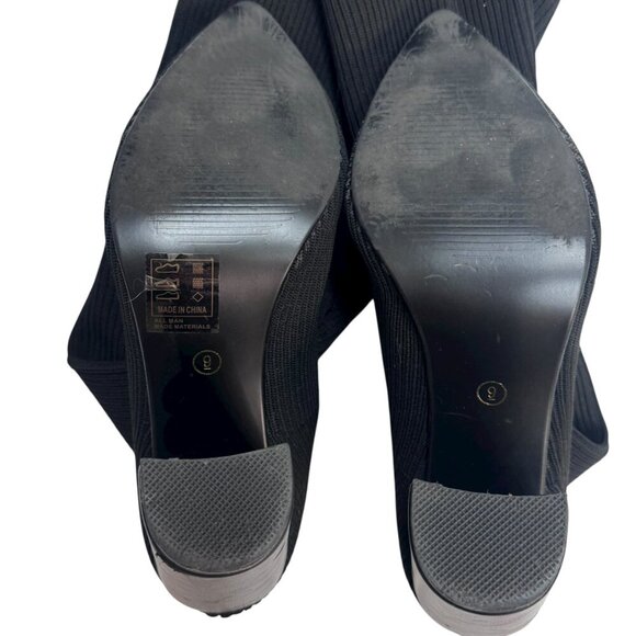 Like New Dolls Kill Black Ribbed Knit Over-the-Knee Sock Boots – Size 9 - Picture 4 of 5